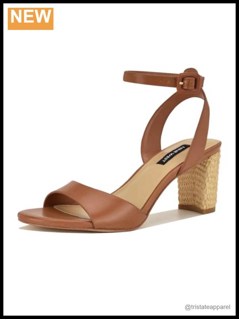 Nine West Pheba Faux Leather Woven Block Heel Dress Sandal